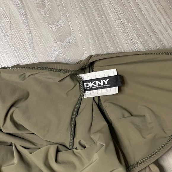 DKNY Olive Green Ruched One Piece Swimsuit - Picture 3 of 7